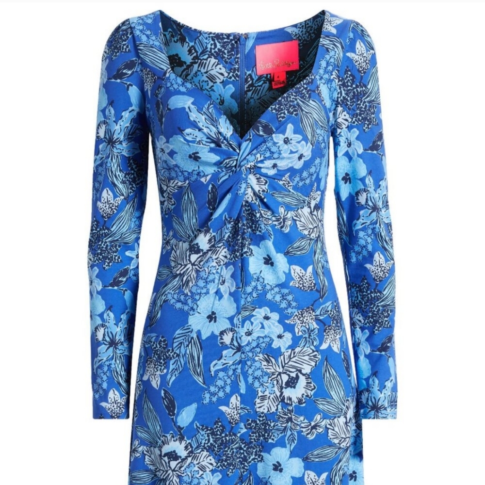 NWT Lilly Pulitzer Blue Long Sleeve Midi Dress - Picture 2 of 5